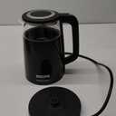 Elite Gourmet EKT8717 1.7L Dual Wall Cool Touch Electric Tea Kettle, Borosilicate Glass, 304 Stainless Steel Interior, Programmed Digital Touchscreen, Keep Warm, Auto Off & Audible Indicator, Black (1.9 Quarts)