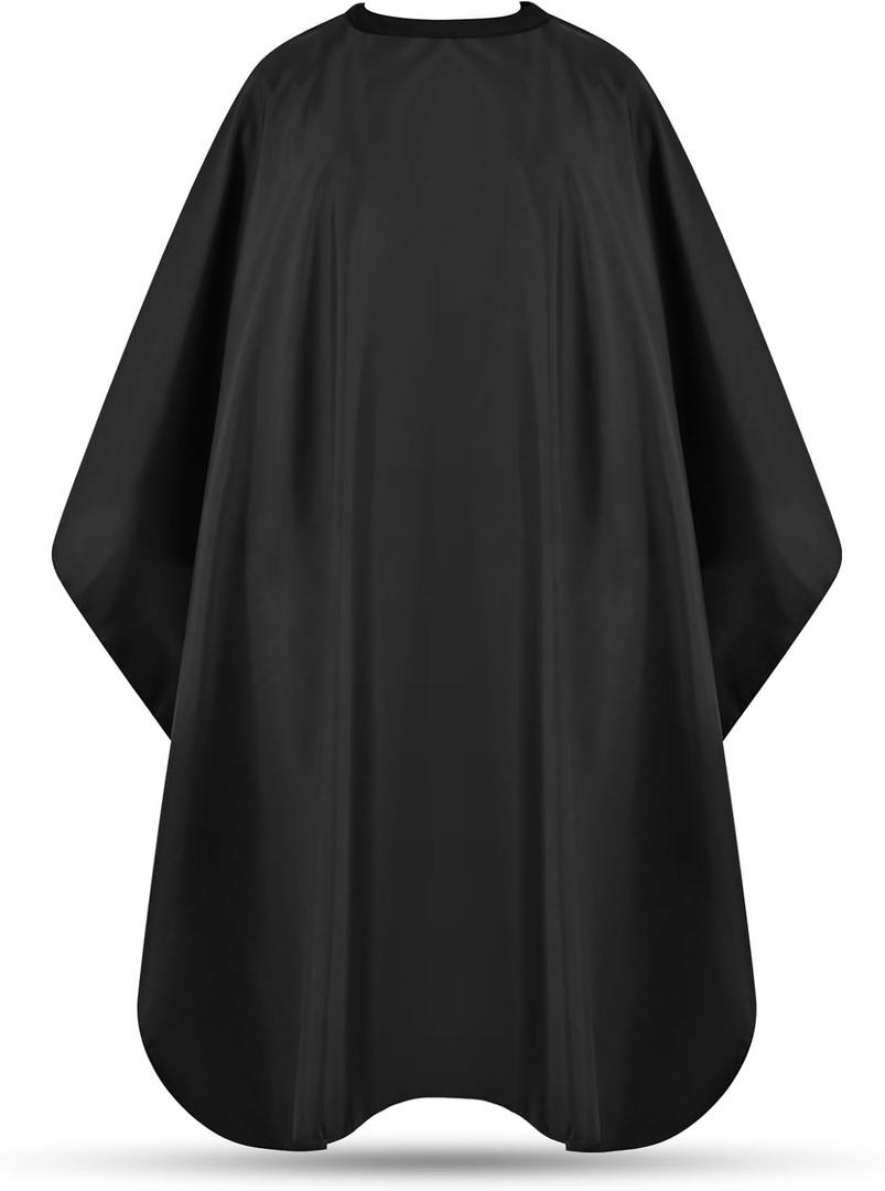 Hair Cutting Cape with Adjustable Snap Closure, Professional Barber Cape, Large Size Haircut Salon Supplies for Men and Women - (Black)