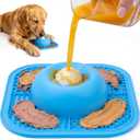 PetsHome Slow Feeder Dog Bowls & Lick Mat for Liquid and Thick Treat, Anti-Slip Dog Lick Bowl with Interactive Rolling Ball, 5/6 Cup Pup Licking Toy for Large Medium Small Dogs and Cats Blue