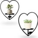 Wall Plant Holder Heart Shape Metal Hanging Planters Framed Plants Hanger Shelf Indoor Wall-Mounted Flower Display Rack for Home Ornament Decor