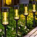 Toodour Solar Pathway Lights Outdoor, 4 Pack Unique Solar Powered Lights with 4 Modes, Waterproof Auto On/Off Outdoor Light for Yard Garden Lawn Patio Walkway Driveway Decor Landscape Lighting