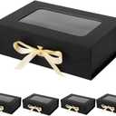 5 Pcs Black Gift Box for Presents with Ribbon 10.8x7.5x3.5 Inches Clear Gift Box with Window Magnetic Closure Gift Boxes with Lids