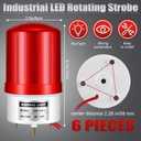 6 Pack Industrial LED Rotating Strobe Bulk 110v Beacon Warning Light Red Strobe Lights with Buzzer Emergency Flashing Signal Light Sound & Visual Alarm for Factory, Warehouse, Worksite