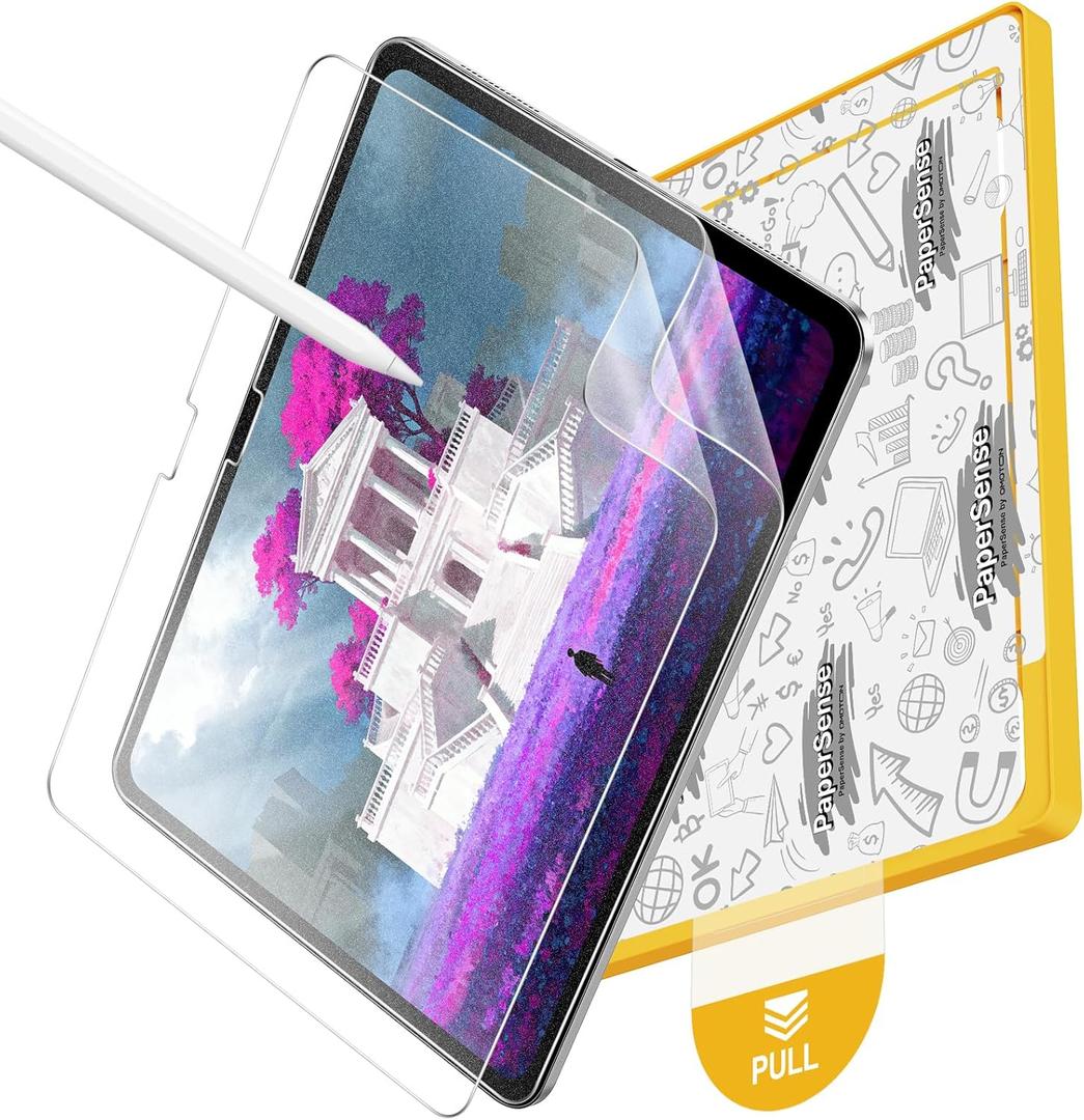 OMOTON PAPERSENSE 2 Pack Paper Screen Protector for iPad Air 13 Inch M4/M3/M2 (8th/7th/6th Gen, 2026/2025/2024), Matte PET Film with Easy Application Tray, Write and Draw Like on Paper, Case & Apple Pencil Compatible