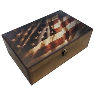 GUYTRENDz Rustic Flag Wooden Keepsake Box, Large Memory Box for Keepsakes, Decorative Storage Box for Memories, Jewelry, & Photos, Memorial Boxes for Men & Women