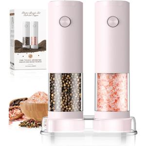 Salt and Pepper Grinder Set Birthday Gifts for Mom Automatic Battery Upgraded Larger Capacity Pink Salt Pepper Set New Apartment Gifts for Housewarming Cooking Gift