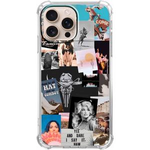 Cowboy Cowgirl Collage Case for iPhone 16 Pro,Western Country Art Pattern,Soft TPU Full Cover Case for iPhone 16 Pro