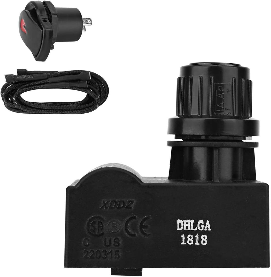DcYourHome Electronic Igniter Kit Replacement for Char-Broil G511-0055-W1 and Other Char-Broil Models, Ignition Module Ignitor 2 Outlets, and Electronic Ignition Switch/Button (Black)