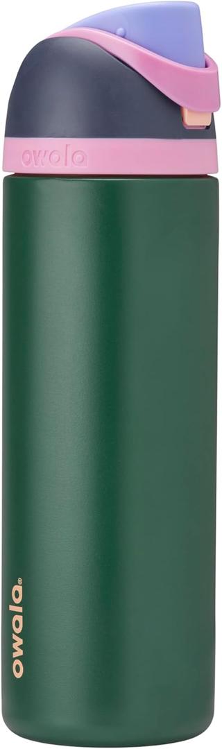 Owala FreeSip Insulated Stainless Steel Water Bottle with Straw for Sports and Travel, BPA-Free Sports Water Bottle, 24 oz, Blue/Green Forest Fairy