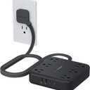 TESSAN 5Ft Black Extension Cord with Multiple Outlets, Surge Protector Power Strip with 6 Outlets and 4 USB Ports (2 USB C), 2100 Joules Protection, Flat Plug, Outlet Extender for Home, Office, Dorm