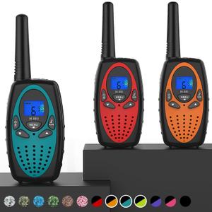 Walkie Talkies Long Range, M880 FRS Two Way Radio for Adults with Mic LCD Screen/Resistance Wakie-Talkies with Noise Cancelling for Men Women Outdoor Cruise Ship (Blue Red Orange)