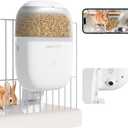 Hanging Automatic Rabbit Feeder with 1080P HD Camera,WiFi Smart APP Control 1-10 Meals A Day, 62oz Storage, Multiple Pet Cage Compatibility, Small Animal Food Dispenser for Bunny Chinchilla Guinea Pig