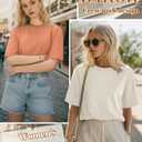 Huukeay 3 Pack Women's Half Sleeve T-Shirts, Crew Neck Elbow Length Tops Loose Casual Basic Tees Summer Tunic Tops (XL)