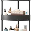 Durable 5-Tier Corner Storage Shelf with Wheels  Triangle Rolling Rack for Bathroom Organizers and Storage  Space-Saving Black Plastic