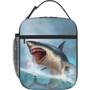 SARA NELL Shark Insulated Lunch Bag Fierce Ocean Animal Shark Lunch Cooler Box for Women Men Teens Kids, Reusable Lunch Tote Bag, Thermal Insulated Lunch Bags for Work, Picnic, School or Travel