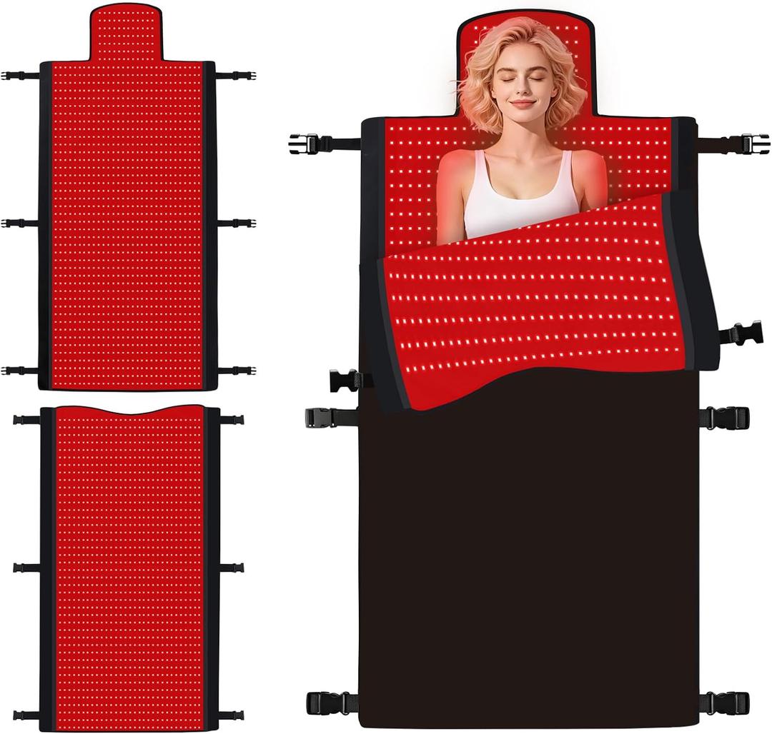 Red Light Therapy Mat Full Body, Red Light Therapy Blanket with 660nm & 850nm, Whole Red Light Therapy Pad with Timer Controller Pulse Modes for Home Use, 74.6'' X 33.3''