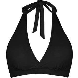 Women's Supportive Halter Bikini Padded Push Up Ruched Bust Hook Back Swimsuit Bathing Suit Tops Only (Medium, Black)
