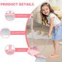 Mini Broom with Dustpan for Kids, 28-in Handle Kids Broom and Dustpan Set for Toddlers Cat-Shaped Children Broom and Cleaning Set Boys Girls Small Housekeeping Helper Set, Pink