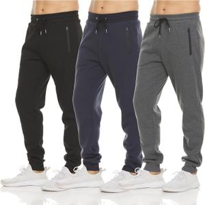 PURE CHAMP Mens Sweatpants 3 Pack Fleece Active Athletic Workout Jogger Sweatpants for Men with Zipper Pocket Size M