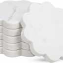 6 Piece Marble Coaster Set 4 x 4 Inch Natural Stone Coasters Scalloped Calacatta White Stone, Luxury Home Decoration, Drink Coasters for Coffee Table, Desk, Bar, Elegant Tabletop Accessories
