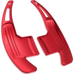 Steering Wheel Shift Paddle Extended Shifter Trim Cover for Ford Mustang 2015 2016 2017 2018 2019 2020 2021 2022 2023 Interior Decoration Accessories Aluminum Alloy (Red 2PCS)