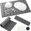 Large Stone Dish Drying Mats for Kitchen Counter, Foldable Quick Drying Mats, Eco-Friendly, diatomaceous earth bath mat, tapete de piedra absorbente para cocina 24" L x 16" W Inches (DARK GREY, LARGE)
