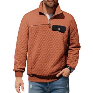 JMIERR Men's Quilted Sweatshirt Casual Long Sleeve Outdoor Stand Collar Quarter-Zip Pullover Sweatshirts