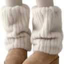 MANGMAO Fuzzy Leg Warmers Y2k Fairy Grunge Fur Leg Warmers Women Fluffy Cute Stocking Socks Aesthetic Accessories (White)