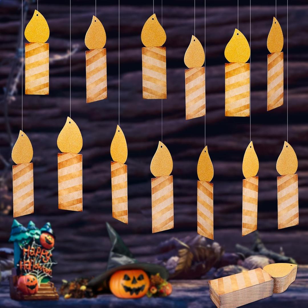 100Pc Floating Wizards Postcards Candle Card Magical Wizards Floating Acceptance Double Sided Letter Cards,Candle Style,197 FT Transparent Nylon String for Hanging,for Home Party Decoration