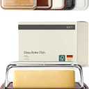 KIVY Glass butter dish with airtight lid that keeps butter soft - For countertop and refrigerator door shelf - Butter tray fridge - Butter holder for counter - Covered butter dishes with lid