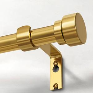 Modern Gold Curtain Rods for Windows 48 to 84 Inches Adjustable Length Heavy Duty 1" Diameter Window Curtain Rod with Solid Metal Finials for Outdoor Farmhouse Bedroom Kitchen Living Room