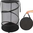 BATTOO Collapsible Laundry Basket with Lid, Large Foldable Mesh Pop Up Hamper 88L with Handles for Laundry Room, Bathroom, Kids Room, College Dorm, Travel, Storage Organizer Black, Extra Large
