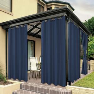 BONZER Outdoor Curtains for Patio Waterproof Thick Privacy Grommet Sunlight Blocking Outside Curtains for Porch Pergola Gazebo Deck, 1 Panel, 54W x 120L inch, Navy