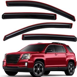 Lightronic Extra Durable Clip-on in-Channel Auto Vent Window Visor, Fits 2010-2017 GMC Terrain, UV Protection Rain Guard, Original Wind Deflector, No-Drill Easy Install, Dark Smoke, 4-Pcs
