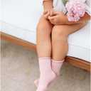 JAKIDAR Girls Crew Seamless Socks Kids Casual Dress Cotton Socks 6 Pairs (4-7 Years, Pink Purple White)