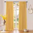 DONREN Extra Long 108 inch Length Blackout Curtains for Large Windows,Rod Pocket Soft and Touching Living Room Sweep to Floor for Villa (Yellow,2 Pack,52 W by 108 inches Long)