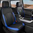 For Chevy Silverado GMC Sierra Waterproof Seat Covers, Crew Cab 1500 2014-2018, 2500HD 3500 HD 2015-2019, Truck Protectors Accessories Full Set, Black Blue