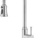 Kitchen Faucet with Pull Down Sprayer, Brushed Nickel Sink Faucet with Deck Plate,Single Handle High Arc Kitchen Sink Pull Out Kitchen Faucets,Stainless Steel Kitchen Faucet 360 Rotatable