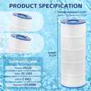 PLF120A Pool Filter Replacement for CX1200RE, PXC125, PA120, Ultra-B2, Unicel C-8412, Filbur FC-1293, L x OD:23 1/4" x 8 15/16", 120 sq.ft,2 Pack