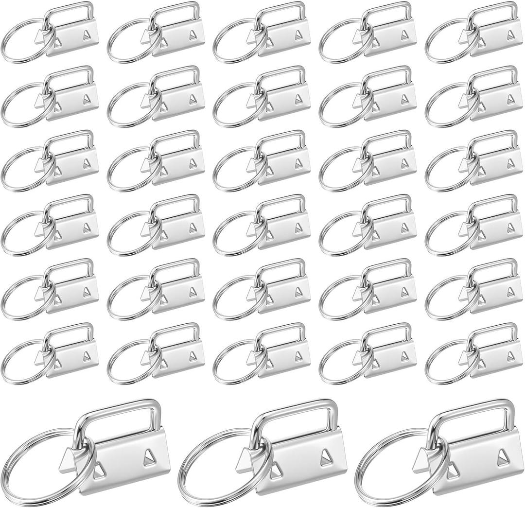 Dimeho Key Fob Hardware 150 Pcs, 1 Inch Keychain Wristlet Bulk Silver Metal Key Lanyard Keys Chain Making Hardware Supplies for Making Keys Chains Bags Hand Craft