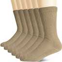 +MD Non-Binding Diabetic Socks for Men Women-6 Pairs Medical Circulatory Crew Socks with Cushion Sole Brown 10-13