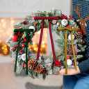 Chuangdi 30 Pcs Vintage Velvet Ribbon Bows Ornaments 5x9 in Colorful Pre-Tied Long Christmas Velvet Bows Tree Decorations Double Faced Gift Wrapping Bow for Wreath Garland Staircase Home Decoration (Red,green,gold)