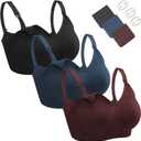 Nursing Bras for Breastfeeding 3 Pack Seamless Maternity Bras Pregnancy Sleep Bralette with Extra Bra Extenders and Clips (S)