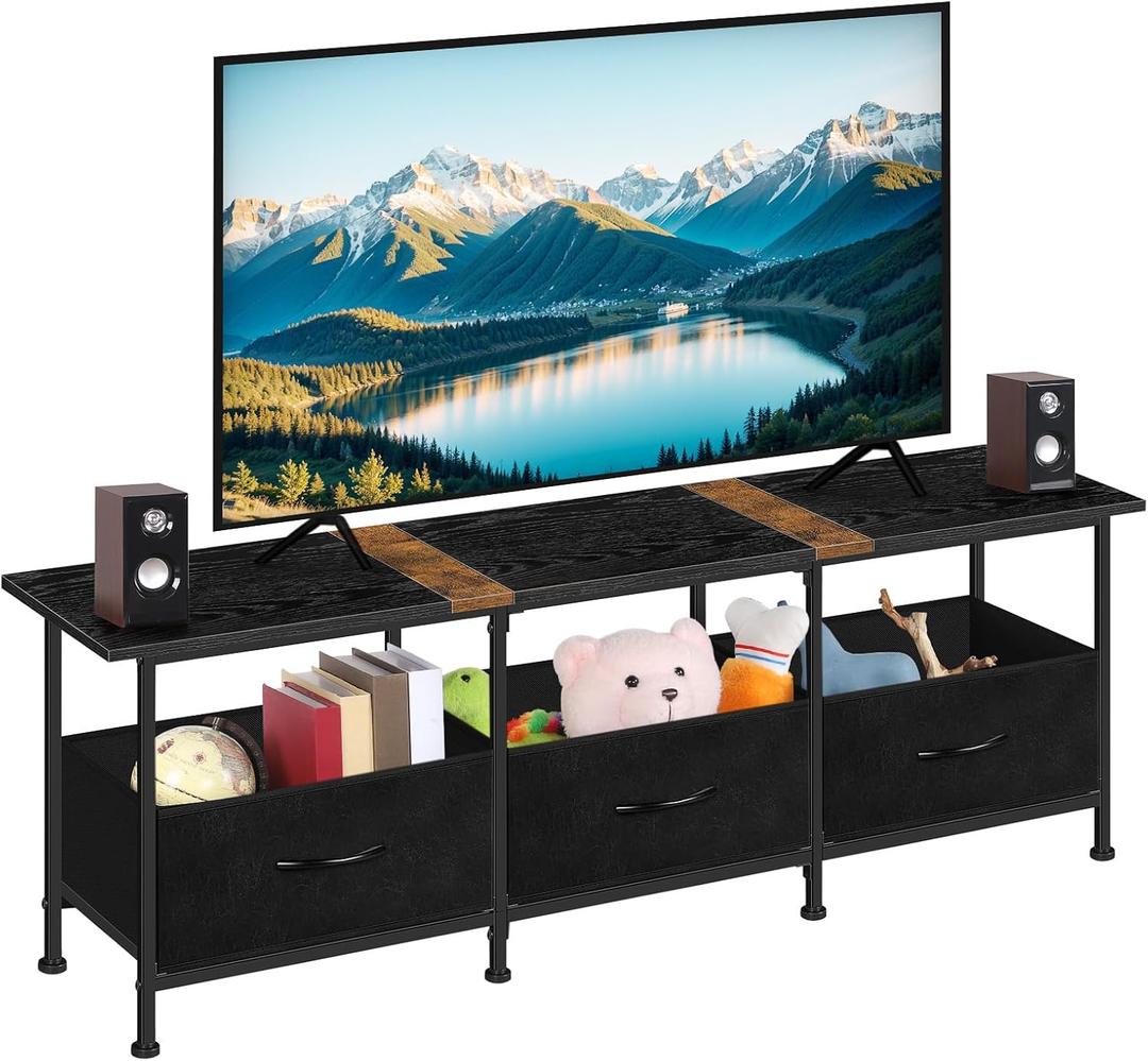 ETELI Small TV Stand for Living Room Entertainment Center with Storage TV Consoles Tables with Fabric Dressers for Bedroom, 50/55/60 inch Television