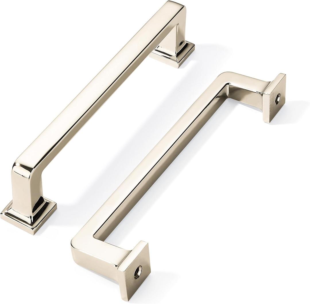 khtumeware 10 Pack Polished Nickel Cabinet Pulls, 5 Inch(128mm) Hole Centers Cabinet Handles Kitchen Hardware Straight Bar for Cabinets and Drawer Pulls