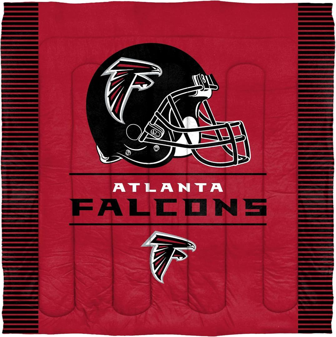 Officially Licensed NFL Atlanta Falcons "Draft" Full/ Queen Comforter and 2 Sham Set, 86" x 86"