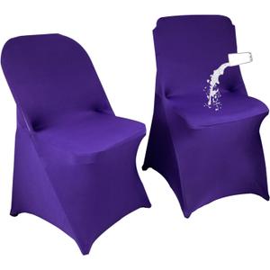 40PCS Spandex Folding Waterproof Chair Covers for Party,Purple | Wedding Universal Fitted Chair Cover Protector,Stretch Folding Chair Covers,For Event Banquet Holidays Celebration Decoration