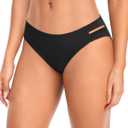 Zmart Strappy Low Rise Bikini Bottoms - Women Full Coverage Swim Bathing Suit Bottom Swimsuits Bottom (Large, Black)