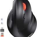 MEETION Ergonomic Mouse, Wireless Bluetooth Vertical Mouse with 3 Multi-Device for Bluetooth(5.3 * 2) & USB-A to USB-C Adapter, 4 DPI 1200-3200 Ergo Mice for Mac/Windows/Laptop/Computer(Large Hands)