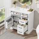 36" Bathroom Vanities Cabinet with Ceramic Sink Set Combo, Tip-Out Drawers, Storage Organizer Door Shelf, Soft-Closing Door, White